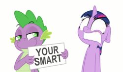  2017 angry animated digital_media_(artwork) dragon duo english_text equid equine female feral friendship_is_magic fur grammatical_error green_eyes hair hasbro horn horse humor lol_comments male mammal meme multicolored_hair my_little_pony mythological_creature mythological_equine mythological_scalie mythology pony reaction_image scalie short_playtime simple_background smile spike_(mlp) teeth text triggered trolling twilight_sparkle_(mlp) unicorn zutheskunk 