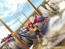  chouhi female game_cg koihime_musou purple_eyes red_hair scarf yatsuha_kanan 