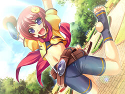  chouhi female game_cg koihime_musou purple_eyes red_hair toes yatsuha_kanan 