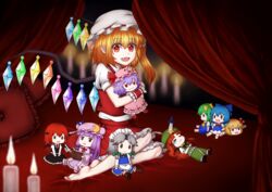  :3 :d :o barefoot bat_wings bed beret blue_bow blunt_bangs blush bow braid candle candlelight canopy_bed character_doll chinese_clothes cirno commentary crescent crescent_hat_ornament crystal daiyousei dress embodiment_of_scarlet_devil female flandre_scarlet frilled_skirt frills full_body green_bow hairbow hat hat_ornament head_wings hong_meiling indoors izayoi_sakuya jitome knifed koakuma looking_at_viewer lying maid maid_headdress mob_cap nail_polish oerba_yun_fang open_mouth orange_hair patchouli_knowledge pillow pointy_ears puffy_short_sleeves puffy_sleeves red_eyes red_nails red_skirt red_vest remilia_scarlet rumia short_sleeves side_ponytail sitting skirt smile solo star_(symbol) star_hat_ornament touhou twin_braids vermeith vest wings wrist_cuffs yokozuwari 