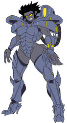  2019 alternate_species animal_humanoid armor black_hair boob_armor breastplate breasts cable chausses chin_guard claws clothing codpiece cuirass cuisse female finger_claws footwear full-length_portrait futuristic_armor gauntlets gloves godzilla_(series) grey_armor grey_body grey_skin grin hair handwear hi_res high_heels humanoid humanoid_pointy_ears humanoidized kaiju kaiju_girls_(webcomic) machine muscular muscular_female muscular_humanoid no_pupils orga_(godzilla) pauldron plackart poleyn portrait power_armor sabatons schynbalds science_fiction short_hair shoulder_cannon simple_background smile solo tail toho tron_lines vambrace weapon white_background witchking00 yellow_eyes 