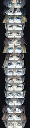  6+boys 6+girls absurdres ai_(ai1470) annie_leonhart aqua_eyes armin_arlert auruo_bossard bertolt_hoover black_hair blonde_hair blue_eyes brown_eyes brown_hair buzz_cut column_lineup commentary_request connie_springer cut-in eren_yeager erwin_smith freckles glasses green_eyes hange_zoe highres jean_kirstein krista_lenz levi_(shingeki_no_kyojin) light_brown_hair long_hair marco_bott mikasa_ackerman multiple_boys multiple_girls parody persona persona_eyes petra_ral reiner_braun sasha_blouse shingeki_no_kyojin short_hair tall_image very_short_hair ymir_(shingeki_no_kyojin) 