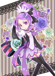  alternate_color arm_warmers black_arm_warmers black_thighhighs bow brooch choker commentary_request cure_sword dokidoki!_precure earrings female floral_background flower green_flower green_rose hair_ornament hairpin heart heart_brooch high_ponytail jewelry kenzaki_makoto magical_girl pink_flower pink_rose ponytail precure purple_choker purple_eyes purple_flower purple_hair purple_rose purple_skirt ribbon rose short_hair skirt solo spade_(shape) spade_earrings spade_hair_ornament tama_(miloque) thighhighs zettai_ryouiki 