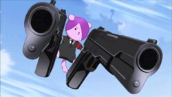  animal animated animated gugure!_kokkuri-san gun inugami_(gugukoku) no_humans purple_hair solo weapon 