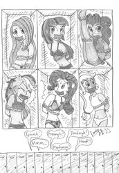  2013 applejack_(eg) black_and_white bodily_fluids bondage bondage bound bra clothing equestria_girls female fluttershy_(eg) freckles gag hair hasbro hi_res human limpurtikles lingerie locker mammal monochrome multicolored_hair my_little_pony navel panties pinkie_pie_(eg) rainbow_dash_(eg) rarity_(eg) rope sweat tape twilight_sparkle_(eg) underwear 