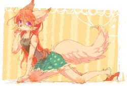  anthro canid canine canis female hair kemono mammal pipisan purple_eyes red_hair solo wolf 