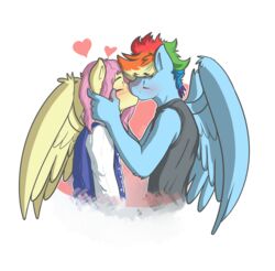  alpha_channel anthro anthrofied blue_body blue_feathers blue_fur blush closed_eyes clothing duo equid equine feathered_wings feathers fluttershy_(mlp) friendship_is_magic ftm_crossgender fur hair hasbro heart_symbol hi_res kissing male male/male mammal multicolored_hair my_little_pony mythological_creature mythological_equine mythology nolycs pegasus pink_hair rainbow_dash_(mlp) rainbow_hair rule_63 wings 