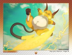  2015 ambiguous_gender belly big_belly cloud digitigrade electricity feral generation_1_pokemon hi_res mammal navel nintendo pawpads paws pokemon pokemon_(species) raichu rodent slightly_chubby solo teal_eyes ursofofinho 