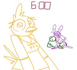  animatronic anthro avian bird blood bodily_fluids bonnie_(fnaf) chica_(fnaf) chicken female five_nights_at_freddy&#039;s galliform gallus_(genus) group lagomorph leporid machine male mammal mike_schmidt phasianid rabbit robot scottgames sweat the_weaver weaver_bonnie 