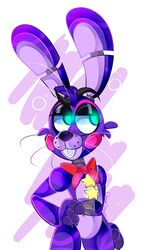  2018 absurd_res animatronic anthro bow_(feature) bow_tie digital_media_(artwork) five_nights_at_freddy&#039;s freddy_fazbear&#039;s_pizzeria_simulator hi_res lagomorph leporid machine mammal rabbit robot rockstar_bonnie_(fnaf) scottgames sideshow-spottus simple_background solo 