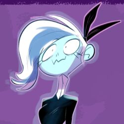  1:1 blue_hair breasts cosplay creepy_susie female ghost ghoul_school hair hanna-barbera multicolored_hair not_furry phantasma_(ghoul_school) scooby-doo_(series) smile solo spirit the_oblongs two_tone_hair white_hair 