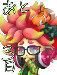  3:4 ambiguous_gender animal_humanoid annie_(splatoon) anthozoan anthozoan_humanoid clownfish cnidarian cnidarian_humanoid duo electronics eyewear female feral fish glasses headphones hi_res hikari_watanuki humanoid marine marine_humanoid moe_(splatoon) nintendo pomacentrid sea_anemone_humanoid splatoon 