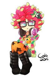  annie_(splatoon) anthozoan clownfish cnidarian colo electronics eyewear female feral fish glasses headphones hi_res looking_away male marine moe_(splatoon) nintendo pomacentrid sea_anemone splatoon 