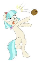  2015 3:4 blue_eyes blue_hair coco_pommel_(mlp) coconut derp_eyes drupe_(fruit) earth_pony equid equine female feral food friendship_is_magic fruit hair hasbro hi_res horse mammal multicolored_hair my_little_pony mysteryfanboy91 plant pony simple_background solo tongue tongue_out two_tone_hair white_background 