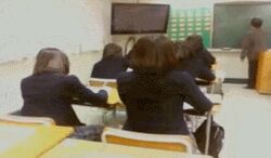  6+girls 6girls animated animated chalkboard classroom lowres multiple_girls photo side_to_side students teacher weaving what 