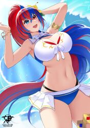  alear_(female)_(fire_emblem) alear_(female)_(seaside_dragon)_(fire_emblem) alear_(fire_emblem) bikini blue_bikini blue_eyes blue_hair breasts cleavage crossed_bangs female fire_emblem fire_emblem_engage fire_emblem_heroes heterochromia highres kaos_art large_breasts long_hair multicolored_clothes multicolored_hair official_alternate_costume official_alternate_hairstyle ponytail red_bikini red_eyes red_hair split-color_hair swimsuit two-tone_hair very_long_hair white_bikini 