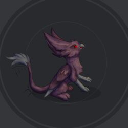  avian bird blen4k dream feathers feral galyun gryphon hi_res male mythological_avian mythological_creature mythology nightmare purple_body purple_feathers red_eyes simple_background solo 