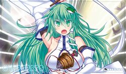  :o \m/ arm_up bare_shoulders breasts clothing_request commentary_request covered_collarbone crossover detached_sleeves emphasis_lines female floating_hair frog_hair_ornament green_eyes green_hair hair_ornament hand_up hisui_(stapspats) holding kochiya_sanae large_breasts long_hair long_sleeves looking_at_viewer magic:_the_gathering open_mouth sideboob snake_hair_ornament solo spinning_top standing touhou trim_marks unmoving_pattern white_sleeves wide_sleeves 