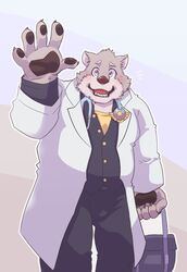  anthro avoid_posting bear blush doctor hi_res jambavan_(tas) kemono lifewonders male mammal nikunabe1989 simple_background solo tokyo_afterschool_summoners white_background 