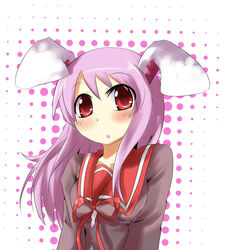  animal_ears female long_hair mukunoki_nanatsu pink_hair rabbit_ears red_eyes reisen_udongein_inaba school_uniform solo touhou 