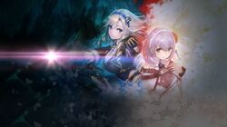  gust_(company) lilana_selphin ruhenheid_ariarod sword uniform yoru_no_nai_kuni yoshiku 