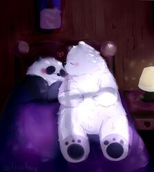  bear bed blush cartoon_network duo furniture giant_panda heart_symbol hi_res ice_bear_(we_bare_bears) inside kissing light lying male male/male mammal moonlight on_back overweight painting_(artwork) panda_(we_bare_bears) polar_bear pseudo_incest_(lore) toragoru traditional_media_(artwork) ursine watercolor_(artwork) we_bare_bears 