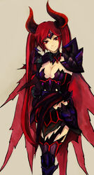  armor artist_request breasts capcom female goa_magara_(armor) gore_magala_(armor) highres horns monster_hunter monster_hunter_4 red_hair 