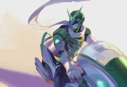  1boy 805 bad_id bad_pixiv_id genji_(overwatch) graphite_(medium) helmet kamen_rider male_focus motor_vehicle motorcycle official_alternate_costume overwatch overwatch_1 parody riding scarf sentai_genji solo traditional_media 