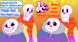  ambiguous_gender anthro bone boss_monster_(undertale) bovid caprine duo duo_focus english_text female frillious group heart_eyes heart_symbol male male/female mammal mixed_media monster not_furry_focus papyrus_(undertale) sans_(undertale) skeleton text toriel undertale undertale_(series) 