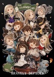  5boys 6+girls adelle_ein agnes_oblige airy_(bravely_default) anniversary beard blonde_hair bow bravely_default:_flying_fairy bravely_default_(series) bravely_default_2 bravely_second:_end_layer breasts brown_hair cleavage copyright_name dress edea_lee elvis_lesley facial_hair fairy fairy_wings flower fur_trim gloria_nue_musa grey_hair hair_flower hair_ornament hairband hairbow hat highres irono16 magnolia_arch multiple_boys multiple_girls open_mouth ringabel seth_(bravley_default) smile tiz_arrior wings yew_geneolgia 