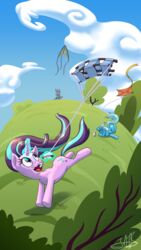  absurd_res anthro equid equine fantasy female friendship_is_magic group hasbro hi_res horn horse kite magic magic_aura magic_user mammal maud_pie_(mlp) my_little_pony mythological_creature mythological_equine mythology plant pony starlight_glimmer_(mlp) toony trio trixie_(mlp) turkojar unicorn 