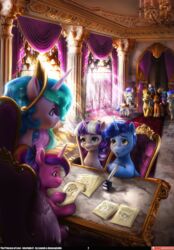  absurd_res adopted_(lore) adopted_daughter_(lore) adoptive_mother_(lore) alicorn annaxeptable audience bangs bright_light canterlot canterlot_castle chair chandelier chilllum crown curtains cutie_mark daughter_(lore) desk english_text equid equine eye_contact father_(lore) father_and_child_(lore) father_and_daughter_(lore) feathered_wings feathers female feral firelight_(mlp) friendship_is_magic furniture group guard hasbro headgear hi_res horn husband husband_and_wife idw_publishing inkwell inside jack_pot_(mlp) looking_at_another loose_feather luxury lyra_heartstrings_(mlp) male mammal marble marble_floor married_couple melee_weapon moondancer_(mlp) mother_(lore) mother_and_child_(lore) mother_and_daughter_(lore) my_little_pony my_little_pony_(idw) mythological_creature mythological_equine mythology night_light_(mlp) paperwork parent_(lore) parent_and_child_(lore) parent_and_daughter_(lore) pillar polearm princess_cadance_(mlp) princess_celestia_(mlp) quill regalia royal_guard_(mlp) sitting smile spear standing stellar_flare_(mlp) table text trixie&#039;s_mom_(idw) twilight_sparkle_(mlp) twilight_velvet_(mlp) unicorn weapon wife wings 