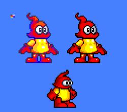  big_boots big_eyes big_hands blue_background humanoid male multiple_images not_furry palette plok plok! red_body red_skin shaded silviafox simple_background solo sprite_art sprite_sheet standing yellow_torso 