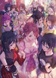  6+girls ^_^ absurdres ahoge asaka_karin asymmetrical_dress asymmetrical_jacket awakening_promise_(love_live!) bead_necklace beads beret black_dress black_hair black_hat black_headphones black_jacket black_ribbon black_shirt black_shorts black_thighhighs blonde_hair blue_bow blue_collar blue_eyes blue_hair blue_hat blunt_bangs blunt_ends boater_hat bob_cut bow breasts brown_hair butterfly_(love_live!) chromatic_aberration cleavage cleavage_cutout clenched_hand closed_eyes closed_mouth clothes_writing clothing_cutout collar collarbone collared_dress crop_top crop_top_overhang cropped_jacket crown daisy dark_blue_hair dive!_(love_live!) double-parted_bangs double_bun dress drill_hair emma_verde emotion_(love_live!) epaulettes eutopia_(love_live!) everyone flower frilled_dress frills from_above gradient_hair green_dress green_hair grey_hair grey_jacket hair_between_eyes hair_bun hair_flower hair_ornament hairbow half-skirt half_updo hat hat_on_back heart heart_necklace highres holding holding_clothes holding_hat holding_mask inverted_bob jacket jewelry konoe_kanata kuziaaizuk la_bella_patria_(love_live!) large_breasts leaning_forward long_hair long_sleeves looking_at_another love_live! love_live!_nijigasaki_high_school_idol_club mask medium_breasts mia_taylor mifune_shioriko mini_crown mini_hat mini_top_hat miyashita_ai multicolored_hair multiple_girls nakasu_kasumi neck_ribbon necklace off-shoulder_dress off-shoulder_shirt off_shoulder one_side_up open_mouth orange_eyes orange_shirt osaka_shizuku pink_dress pink_eyes pink_flower pink_hair pink_jacket ponytail poppin&#039;_up_(love_live!) puffy_short_sleeves puffy_sleeves purple_eyes red_eyes red_jacket red_skirt ribbon rina-chan_board saiko_heart_(love_live!) shirt short_hair short_sleeves shorts side_ponytail side_up_bun sidelocks sideways_mouth sif_staff_shirt signature single_epaulette skirt smile solitude_rain_(love_live!) stage stars_we_chase_(love_live!) takasaki_yu tennoji_rina thighhighs top_hat tsunagaru_connect_(love_live!) twin_drills twintails two-tone_dress uehara_ayumu vivid_world_(love_live!) waist_bow wavy_hair white_dress white_flower white_hat white_shirt yellow_dress yellow_eyes yellow_hat yuki_setsuna_(love_live!) zhong_lanzhu 