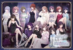  6+girls aketa_mikoto armchair asakura_toru bare_arms bare_legs bare_shoulders barefoot black_camisole black_hair black_nightgown blonde_hair blue_eyes blue_hair blue_pajamas blunt_bangs bow braid breasts brown_eyes brown_hair camisole candle chair cleavage closed_mouth collarbone cometik_(idolmaster) commentary_request copyright_name crossed_bangs crossed_legs curtains diagonal_bangs dress_shirt expressionless frilled_nightgown fukumaru_koito gradient_hair grey_camisole grey_hair hair_between_eyes hair_down highres higuchi_madoka hood hoodie horizontal-striped_thighhighs ichikawa_hinana idolmaster idolmaster_shiny_colors ikaruga_luca key_visual l&#039;antica_(idolmaster) lace-trimmed_nightgown large_breasts light_brown_hair long_bangs long_hair long_sleeves looking_at_viewer medium_breasts medium_hair midriff mitsumine_yuika multicolored_eyes multicolored_hair multiple_girls nanakusa_nichika navel nightgown no_eyewear noctchill_(idolmaster) off_shoulder official_alternate_costume official_alternate_hairstyle official_art pajamas parted_bangs pink_nightgown promotional_art puffy_short_sleeves puffy_sleeves purple_eyes red_nightgown serious shirase_sakuya shirt short_hair short_sleeves shorts sidelocks sitting sleepwear small_breasts smile spaghetti_strap sparkle standing straight_hair streaked_hair striped_clothes striped_thighhighs suzuki_hana swept_bangs tanaka_mamimi thighhighs tsukioka_kogane twin_braids twintails two-tone_hair wavy_hair white_nightgown white_shirt yukoku_kiriko 