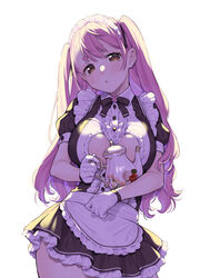  :o absurdres aizono_manami aizono_manami_(1st_costume) apron black_bow black_dress blush bow bowtie breasts center_frills clothing_cutout contrapposto cowboy_shot dress female frilled_apron frills gloves hair_between_eyes head_tilt heart highres holding large_breasts long_hair looking_at_viewer maid maid_headdress nijisanji orange_eyes petticoat pink_hair puffy_short_sleeves puffy_sleeves short_dress short_eyebrows short_sleeves simple_background solo teapot thick_eyebrows two_side_up underboob underboob_cutout very_long_hair virtual_youtuber waist_apron wantan_meo white_apron white_background white_gloves 