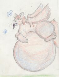  belly belly_inflation big_belly bloated blueberry_inflation bodily_fluids breath burping crayon_(artwork) equid equine fan_character feral flying fur graphite_(artwork) hanging_belly hi_res horse huge_belly hyper hyper_belly inflation male mammal mythological_creature mythological_equine mythology overweight panting pegasus pencil_(artwork) pony red_body red_fur side_view solo sound_effects sweat themagicsketch traditional_media_(artwork) wings 