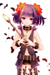  bad_id bad_pixiv_id bare_shoulders belt black_choker black_feathers black_thighhighs bracelet braid choker feathers female french_braid highres jewelry key kururi_(oekaki_nikki) looking_at_viewer midriff navel own_hands_together purple_eyes purple_hair revealing_clothes short_hair short_shorts shorts solo symonne_(tales) tales_of_(series) tales_of_zestiria thighhighs twin_braids twintails white_background 