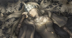  bandage blonde_hair cape dark_souls fire_keeper flowers mask necklace tenshin_kagehisa 