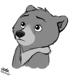  2017 bear black_nose brother_bear brown_bear disney feral fur greyscale grizzly_bear koda_(brother_bear) letodoesart mammal monochrome simple_background solo ursine white_background 