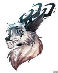  2022 2_horns anthro artist_name black_eyebrows black_eyes black_horn black_inner_ear blue_eyes bust_portrait cheek_tuft chest_tuft colored digital_drawing_(artwork) digital_media_(artwork) dragon eyebrow_through_hair eyebrows facial_tuft fangs fur hair hi_res horn jerichoe kirin light lighting long_horn looking_at_viewer male male_anthro mythological_creature mythological_scalie mythology portrait scalie shaded short_hair side_view simple_background smile smiling_at_viewer solo teeth toothy_grin translucent translucent_hair tuft white_background white_body white_fur white_hair 