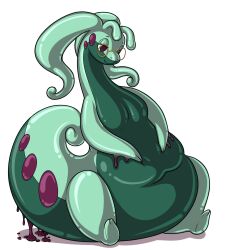  anthro big_tail eyewear female feralcatalyst generation_6_pokemon glasses goodra green_body green_slime hi_res nintendo organs pokemon pokemon_(species) purple_eyes purple_slime slime solo stomach tail vore 