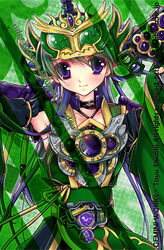  armor bad_id bad_pixiv_id budou_arms detached_sleeves female food fruit grapes green_hair kamen_rider kamen_rider_gaim_(series) kamen_rider_ryugen lock_seed multicolored_hair neck_ribbon personification photoshop_(medium) purple_eyes purple_hair ribbon rider-tan rider_belt sengoku_driver shisaki_tayu solo two-tone_hair 