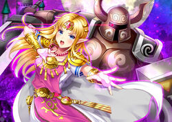  :o absurdres armor aura blonde_hair blue_eyes breasts cape castle commentary dress earrings female full_armor gown helmet highres jewelry knight long_dress long_hair medium_breasts moon necklace night night_sky open_mouth outstretched_arm phantom_(zelda) pointy_ears princess_zelda shoulder_armor sky super_smash_bros. the_legend_of_zelda the_legend_of_zelda:_a_link_between_worlds tiara tunic uzura_(moimoi) white_cape white_dress 