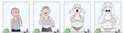  absurd_res age_progression alpha_channel anthro axiomtf belly big_breasts boss_monster_(undertale) bottomwear bovid bra breasts brush caprine clothing deltarune english_text facial_hair female female_pov first_person_view floppy_ears fur gender_transformation goat hand_on_own_belly hi_res holding_belly holding_face horn human humanoid jpgr looking_at_reflection male male_pov mammal middle_aged mirror mirror_reflection moan monster navel overweight panties reflection sequence shampoo sharp_teeth shirt shocked shorts solo stubble tank_top teeth text tissue tissue_box tongue tongue_out topwear toriel transformation transformation_pov transformation_sequence undertale undertale_(series) underwear vest weight_gain white_body white_fur 