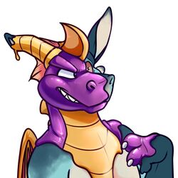  2020 activision azure_(lemonynade) binturongboss dragon hi_res horn latex mythological_creature mythological_scalie mythology scalie simple_background solo spyro spyro_the_dragon transformation white_background 