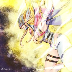  angel angel_wings angewomon arm_up armpits asymmetrical_clothes bare_shoulders belt black_belt blonde_hair bodysuit breasts cleavage closed_mouth commentary_request covered_eyes cowboy_shot digimon digimon_(creature) elbow_gloves feathered_wings female floating_hair gloves hagoromo helmet large_breasts long_hair multiple_wings navel o-ring o-ring_bottom o-ring_panties panties shawl sidelocks signature skindentation solo thigh_strap underwear watanabe_kenji white_bodysuit winged_helmet wings wrist_wings zipper 