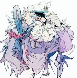  2020 5_fingers ankh anthro avian beak bird blue_body blue_feathers clothed clothing falcon falconid feathers fingers hat headgear headwear horus_(tas) humanoid_hands lifewonders ohayashi55 simple_background tokyo_afterschool_summoners uniform white_background white_body white_feathers 