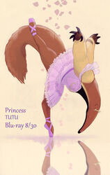  anteater anteaterina ballerina ballet clothing crown dance_shoes dancewear dancing female fluffy fluffy_tail footwear headgear mammal nyame8 pilosan pointe_shoes princess_tutu shoes solo tail tiara xenarthran 