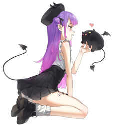  absurdres ankle_boots arm_support ass beret between_legs bibi_(tokoyami_towa) black_bow black_bowtie black_hat black_skirt blush boots bow bowtie braid clothes_lift collared_shirt colored_inner_hair creature demon_tail ear_piercing fake_horns female french_braid frilled_shirt frills green_eyes hair_bun hand_between_legs hat heart high-waist_skirt highres hololive horned_headwear horns inconvenient_tail jirai_kei kneeling leg_tattoo lifted_by_tail long_hair loose_socks miniskirt mr.lime multicolored_hair official_alternate_costume official_alternate_hairstyle open_mouth panties panty_peek pantyshot piercing platform_footwear pleated_skirt pointy_ears pom_pom_(clothes) purple_hair shirt shoes sidelocks simple_background single_side_bun skirt skirt_lift sleeveless sleeveless_shirt smile socks solo suspender_skirt suspenders swept_bangs tail tail_ornament tail_piercing tattoo teeth thigh_strap tokoyami_towa tokoyami_towa_(jirai_kei) underwear upper_teeth_only virtual_youtuber white_background white_panties white_shirt white_socks 